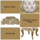 Cabriole Arm Chair 2Pc, Light Gold Faux Leather & Gold Finish Acme