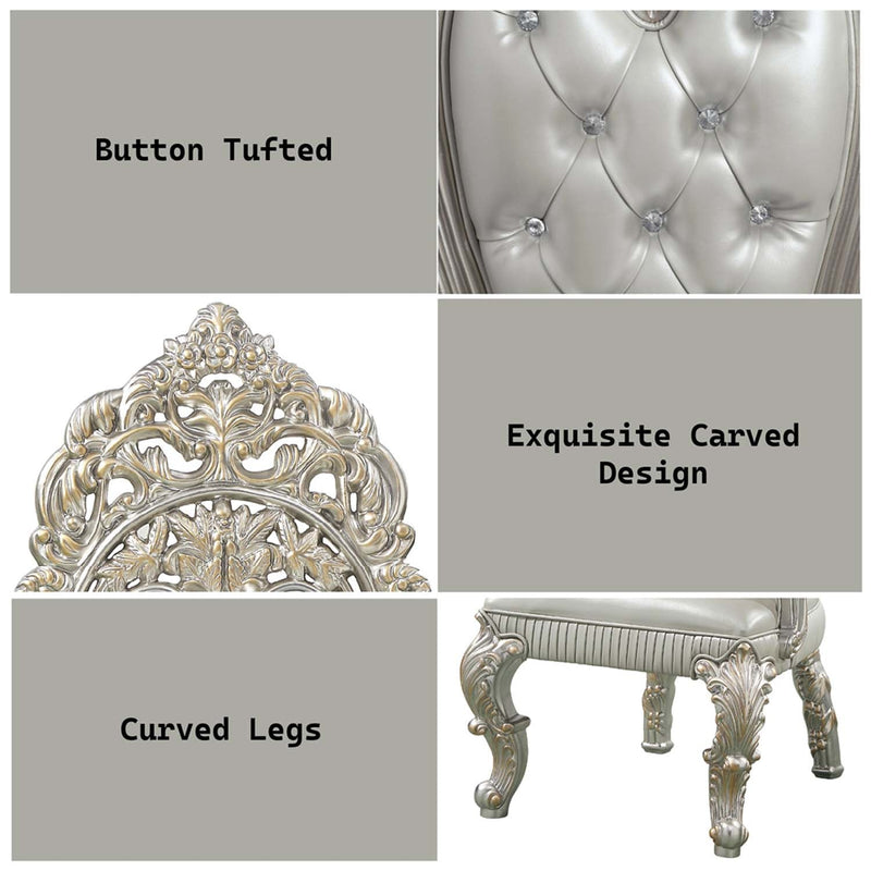 Sandoval Arm Chair 2Pc, Beige Faux Leather & Champagne Finish Acme