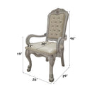 Dresden Arm Chair 2Pc, Faux Leather & Bone White Finish Acme