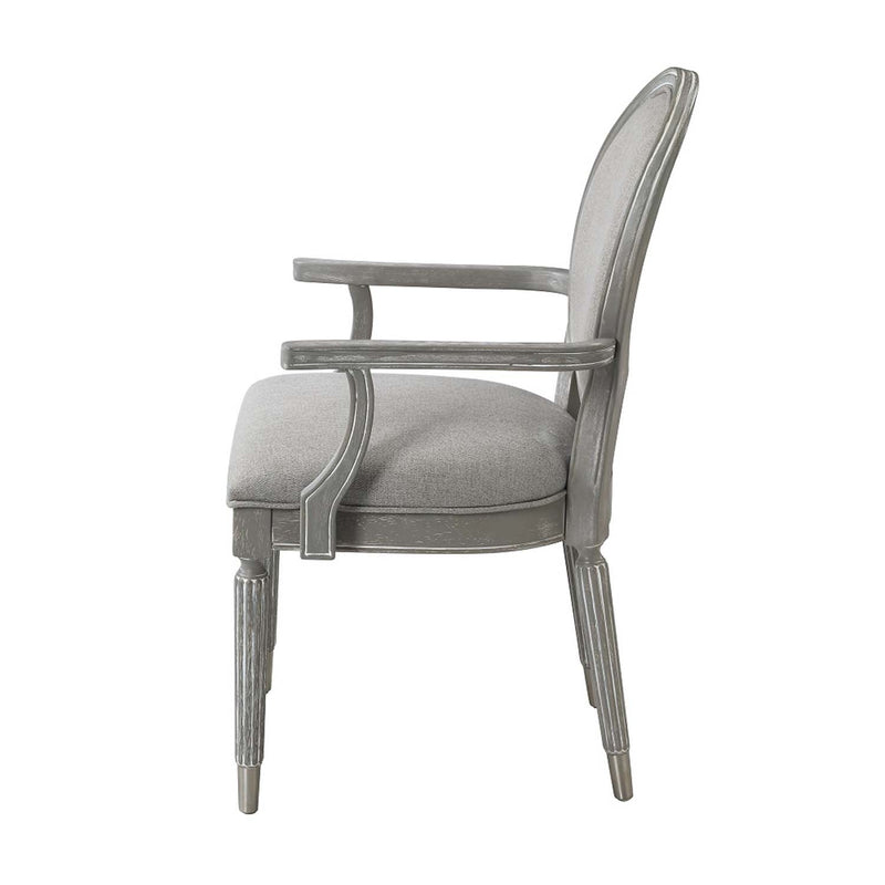 Adalynn Arm Chair 2Pc, Gray Fabric & Weathered Gray Oak Finish Acme
