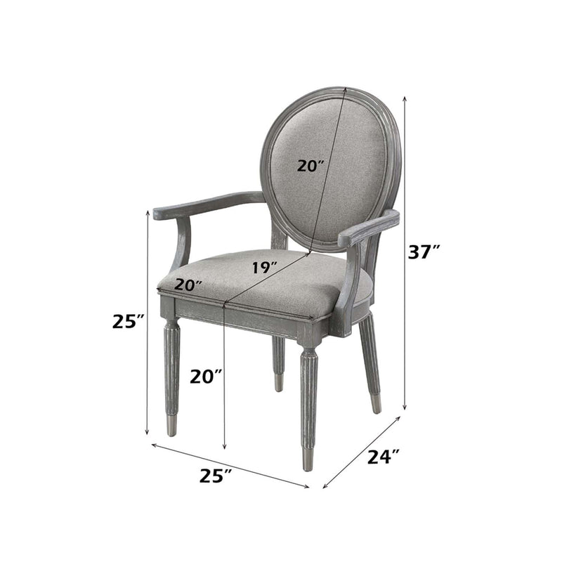 Adalynn Arm Chair 2Pc, Gray Fabric & Weathered Gray Oak Finish Acme