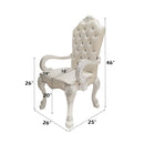 Dresden Arm Chair 2Pc, Faux Leather & Bone White Finish Acme