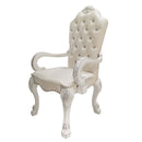 Dresden Arm Chair 2Pc, Faux Leather & Bone White Finish Acme