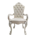 Dresden Arm Chair 2Pc, Faux Leather & Bone White Finish Acme