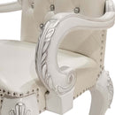 Dresden Arm Chair 2Pc, Faux Leather & Bone White Finish Acme