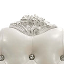 Dresden Arm Chair 2Pc, Faux Leather & Bone White Finish Acme