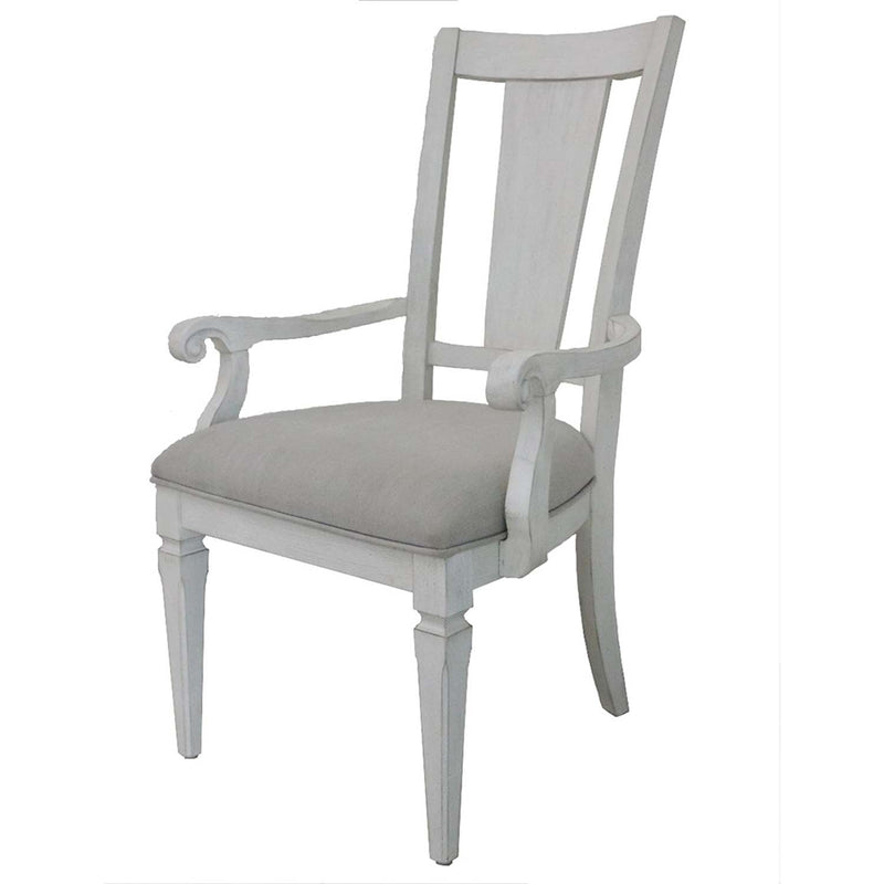 Katia Arm Chair 2Pc, Light Gray Linen & Weathered White Finish Acme
