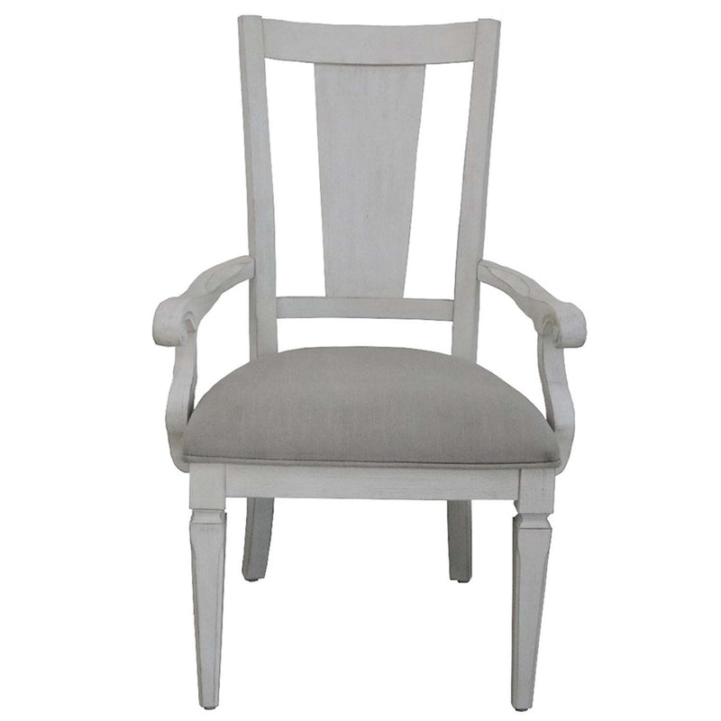 Katia Arm Chair 2Pc, Light Gray Linen & Weathered White Finish Acme