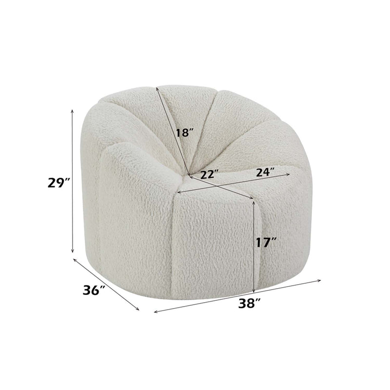Osmash Chair w/Swivel, White Teddy Sherpa Acme