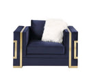 Virrux Chair w/2 Pillows, Blue Velvet & Gold Finish Acme