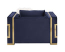 Virrux Chair w/2 Pillows, Blue Velvet & Gold Finish Acme