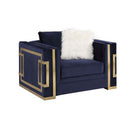 Virrux Chair w/2 Pillows, Blue Velvet & Gold Finish Acme