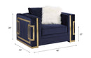 Virrux Chair w/2 Pillows, Blue Velvet & Gold Finish Acme