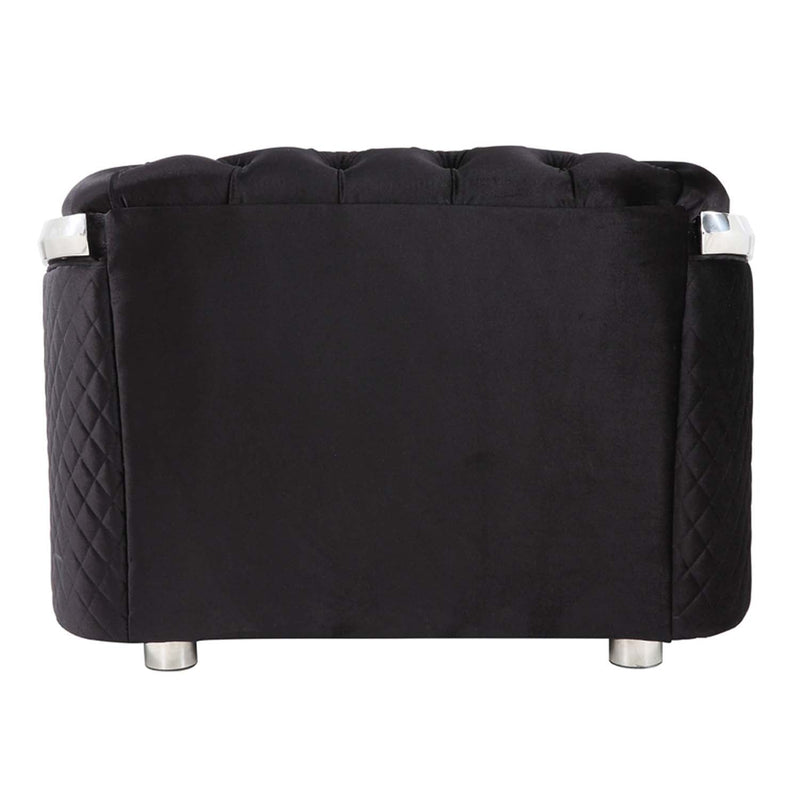 Pyroden Chair, Black Velvet & Chrome Finish Acme