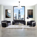 Pyroden Chair, Black Velvet & Chrome Finish Acme