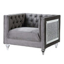 Heibero II Chair, Gray Velvet & Faux Diamond Trim Acme