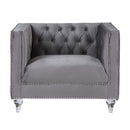 Heibero II Chair, Gray Velvet & Faux Diamond Trim Acme