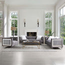 Heibero II Chair, Gray Velvet & Faux Diamond Trim Acme