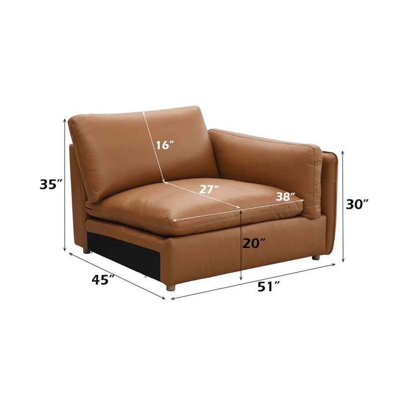 Brighton Modular - Right Facing Arm Chair, Brown Top Grain Leather Acme