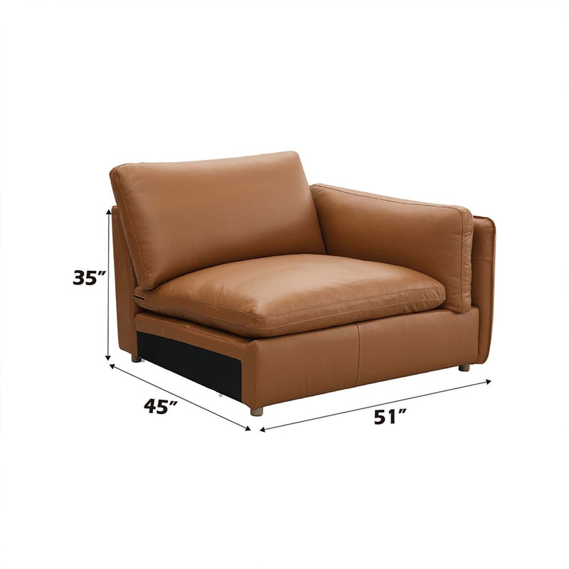 Brighton Modular - Right Facing Arm Chair, Brown Top Grain Leather Acme