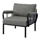 Rajni Patio Arm Chair, Gray Fabric & Black Finish Acme