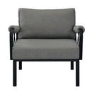 Rajni Patio Arm Chair, Gray Fabric & Black Finish Acme
