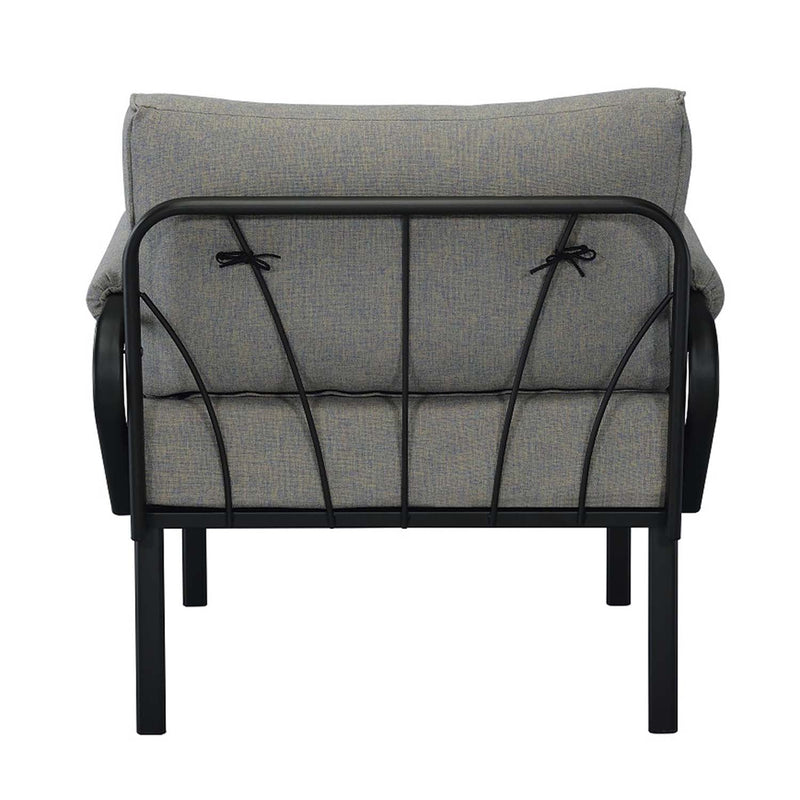 Rajni Patio Arm Chair, Gray Fabric & Black Finish Acme