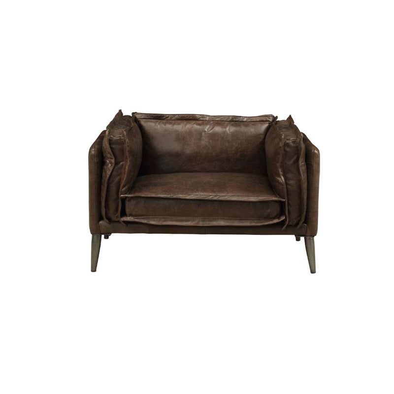 Porchester Chair, Distress Chocolate Top Grain Leather Acme
