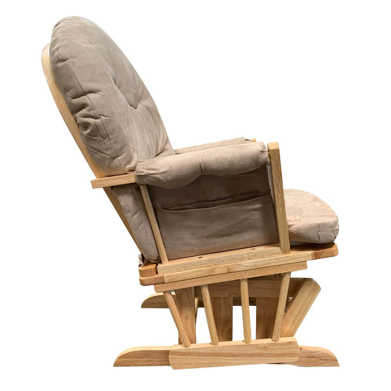 Rehan Glider Chair & Ottoman, Taupe Microfiber & Natural Oak Finish Acme
