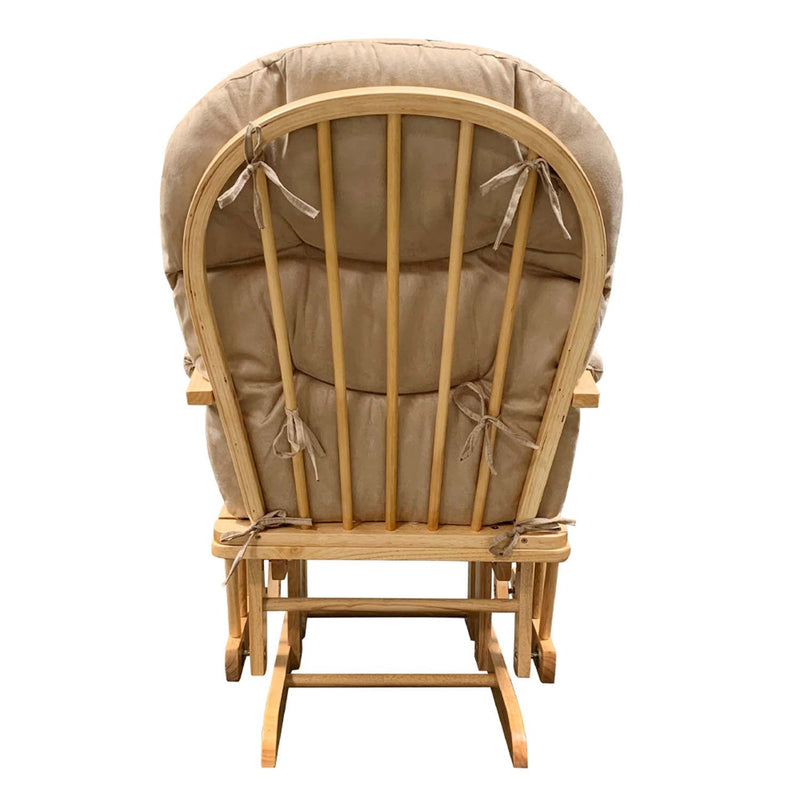 Rehan Glider Chair & Ottoman, Taupe Microfiber & Natural Oak Finish Acme