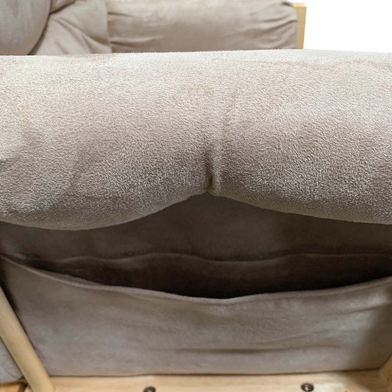 Rehan Glider Chair & Ottoman, Taupe Microfiber & Natural Oak Finish Acme