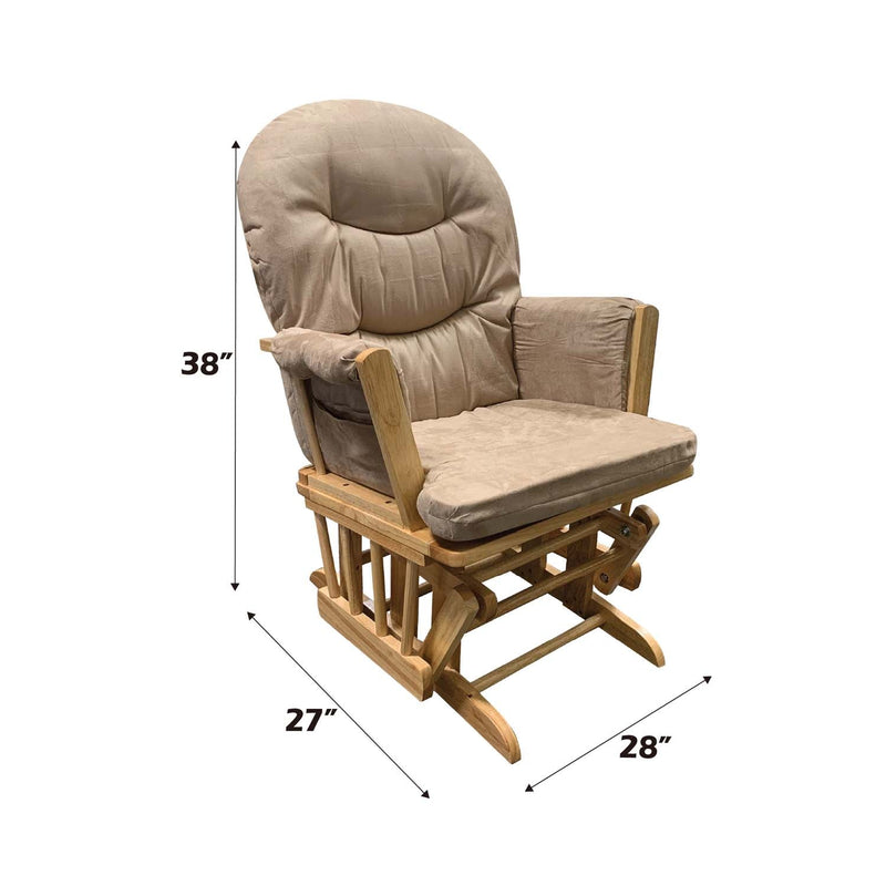 Rehan Glider Chair & Ottoman, Taupe Microfiber & Natural Oak Finish Acme