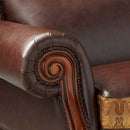 Dresden Chair w/Pillow, Brown Faux Leather & Chenille, Cherry Oak Finish Acme