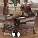 Dresden Chair w/Pillow, Brown Faux Leather & Chenille, Cherry Oak Finish Acme