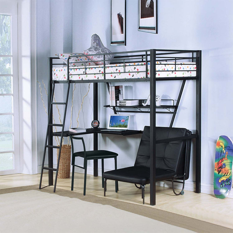 Senon Adjustable Foldable Chair (Futon), Silver & Black Finish Acme