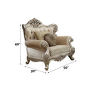 Bently Chair w/2 Pillows, Fabric & Champagne Finish Acme