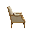 Daesha Chair w/Pillow, Tan Flannel & Antique Gold Finish Acme
