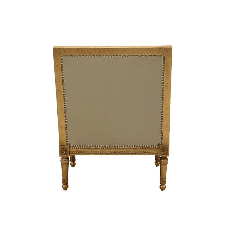 Daesha Chair w/Pillow, Tan Flannel & Antique Gold Finish Acme