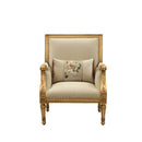 Daesha Chair w/Pillow, Tan Flannel & Antique Gold Finish Acme