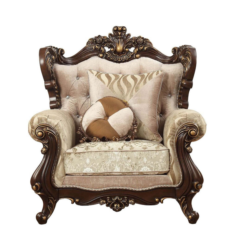 Shalisa Chair w/2 Pillows, Fabric & Walnut Finish Acme