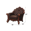 Vendome Chair w/Pillow, Cherry Faux Leather & Cherry Finish Acme