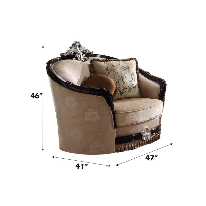 Ernestine Chair w/2 Pillows, Tan Fabric & Black Finish Acme