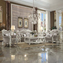 Versailles Chair w/2 Pillows, Vintage Gray Faux Leather & Bone White Finish Acme