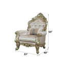 Gorsedd Chair w/Pillow, Fabric & Golden Ivory Finish Acme