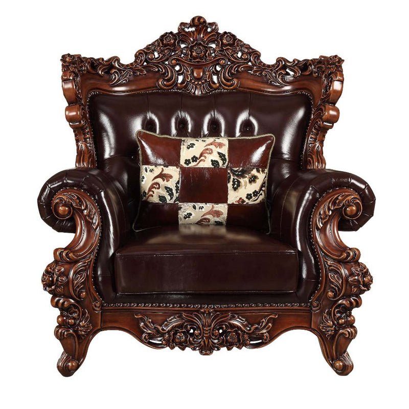 Forsythia Chair, Espresso Top Grain Leather Match & Walnut Finish Acme