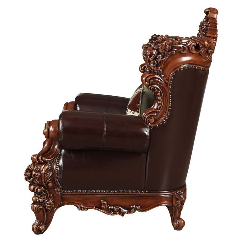 Forsythia Chair, Espresso Top Grain Leather Match & Walnut Finish Acme