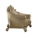 Vendome II Chair w/Pillow, Bone Faux Leather & Gold Patina Finish Acme