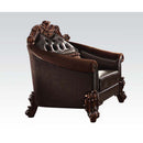 Vendome II Chair w/Pillow, Two Tone Dark Brown Faux Leather & Cherry Finish Acme