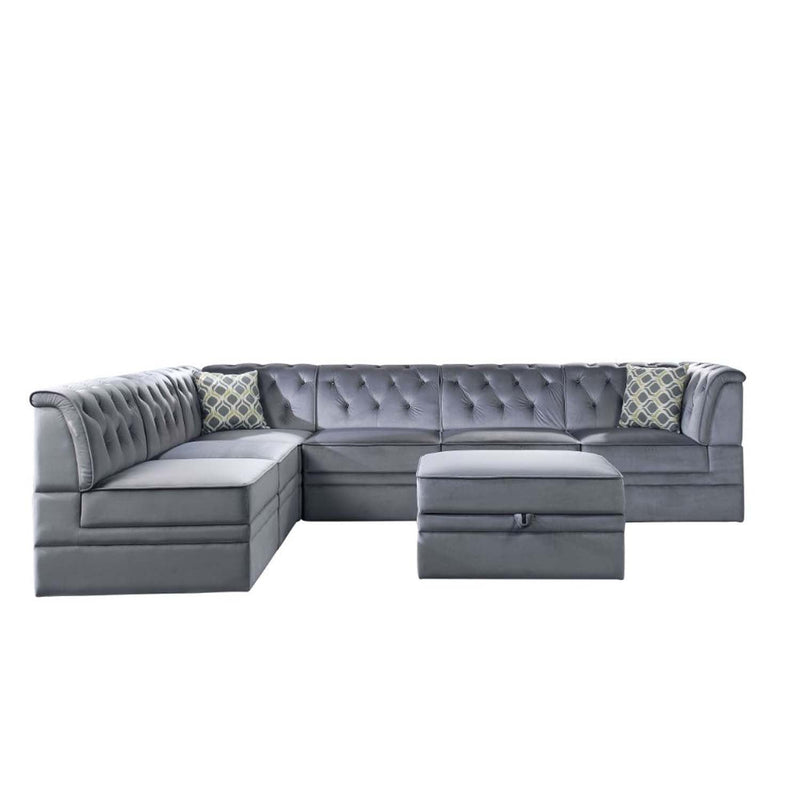 Bois II Modular - Armless Chair, Gray Velvet Acme