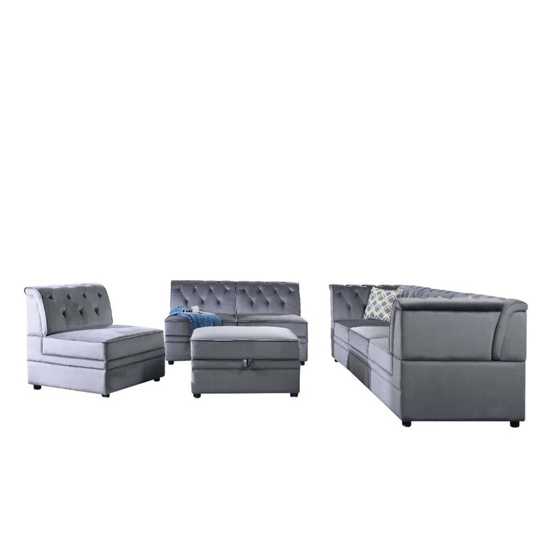 Bois II Modular - Armless Chair, Gray Velvet Acme